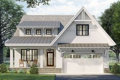 this is a computer rendering of the front elevation of these country house plans and designs