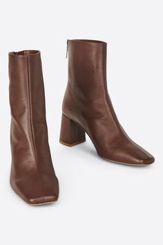 ESPRESSO Brown Alligator Boots, Brown Leather Square Toe Boots, Boots For Dresses, Fall Tall Boots, Brown Fall Boots, Anthropologie Boots, Chocolate Brown Boots, Brown Heeled Boots, Soft Leather Boots