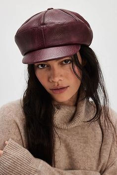 Carrie Distressed Lieutenant Hat | Free People Earth Mama, Leather Hats, Boho Clothing, Boho Outfits, Carry On, Vegan Leather, Free People, Hats, Leather