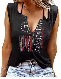 PRICES MAY VARY. 【American Flag Tank】65% Cotton and 35% Polyester, Super Soft and Breathable. Will Let You Stay Comfy All Day 【1776 Flag Shirt】We The People 1776 Funny Letters Print, Sleeveless, Summer Casual Loose Tank Tops,Ring Hole Sleeveless V Neck Tank Tops 【4th of July Shirts】Fourth of July, USA Patriotic Gift, Beach, Vacation, Holiday and Daily Wear 【USA FLag Tanks】Good Choice to Match with Jeans,Leggings,High Heels,Boots etc 【 WASHING 】Please Don't Put It in The Dryer, Suggest to Hand/Ma American Flag Tank Top, Patriotic Tees, Loose Tank Tops, American Flag Shirt, Sleeveless Tee, Patriotic Shirts, American Shirts, Top Fabric, Vest Top