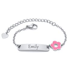 PRICES MAY VARY. Personalized Child ID Bracelet Material & Plating: we use 316 stainless steel and vaccum plating. It does not tarnish and oxidize, It is able to endure a lot of wear and tear. And it is amazingly hypoallergenic.Lead-Free & Nickel-Free, and Hypoallergenic, safe for sensitive skin. High Polished, Very smooth surface. Personalized gift idea for Babies & Children, Boys & Girls, Toddler, New born baby, Custom it with a name or birth date, special words, message etc. Perfect gift for Baby Bar, Bar Bracelet, Special Words, Couple Jewelry, Bar Bracelets, Name Bracelet, Back To School Gifts, Girls Toddler, Velvet Bag