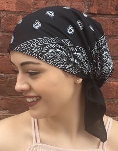 100% cotton, breathable head cover. Unique personal gift. Conceals and covers hair Uptown Girl Headwear brand ❤️ Lightweight pre tied gathered elasticized head wrap for men and women ❤️ Youthful athletic casual style ❤️ Cotton non stretch fabric ❤️ New easy slip on style. Slips on like a hat, but looks like a bandana scarf ❤️ Elasticized at the back for easy on easy off, and for a comfortable fit ❤️ Fits head size circumference 20-24 (Small medium large) ❤️ Knot both ties, or leave them hanging. Adjustable Breathable Cotton Hat, Breathable Black Cotton Hat, Breathable Casual Bandana One Size Fits Most, Breathable Casual Bandana, Casual Adjustable Breathable Bandana, Casual One Size Fits Most Cap Headwrap, Casual One Size Fits Most Headwrap, Casual One-size-fits-most Cap Headwrap, Adjustable Black Headwrap For The Beach