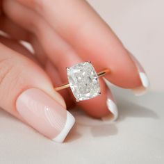 4.0CT Elongated Cushion Cut Moissanite Hidden Halo Engagement Ring In 18K Solid Two Tone Gold Ring Cushion Cut Solitaire, Elongated Cushion Cut, Halo Engagement Ring Sets, Cushion Cut Engagement, Elongated Cushion, Cushion Cut Moissanite, Cushion Cut Engagement Ring, Moissanite Jewelry, Hidden Halo