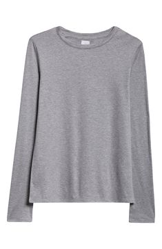 A blend of lyocell and cotton brings silky-soft comfort to this long-sleeve T-shirt that's an elevated take on a wardrobe essential. Crewneck Long sleeves 70% lyocell, 30% cotton Dry clean Made in Italy Designer Clothing Essential Crewneck, Full Sleeve Tshirt, Loose Long Sleeve, Gray Shirt, Latest T Shirt, Halloween 2024, Tshirt Outfits, Winter Clothes, Knitted Tshirt