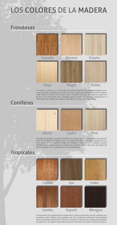 the different types of wood in spanish