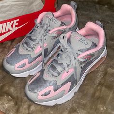 Nike Air Max 200 Baby Pink & Grey New Never Worn Size 5.5 In Kids, 7 In Women’s Pink Synthetic Running Shoes For Light Sports, Pink Breathable Sneakers For Jogging, Pink Jogging Running Shoes With Round Toe, Pink Round Toe Running Shoes For Light Sports, Pink Low-top Running Shoes For Training, Pink Synthetic Sneakers For Jogging, Pink Round Toe Running Shoes For Jogging, Pink Synthetic Running Shoes With Round Toe, Pink Running Shoes For Jogging