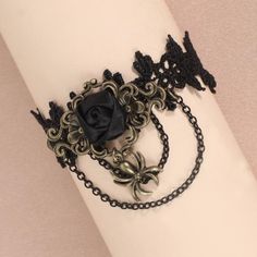 Gothic Bracelet For Your Wrist, Arm Or Neck, Spider Widow, Black Lace, Flowers, Brand New Edgy, Rocker Halloween Prop Raise Gothic Bracelet, Halloween Prop, Gothic Wedding, Halloween Props, Lace Flowers, Wedding Bracelet, Ring Bracelet, Black Lace, Rocker