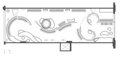 the floor plan for a restaurant with seating areas and an overhead dining area, as well as