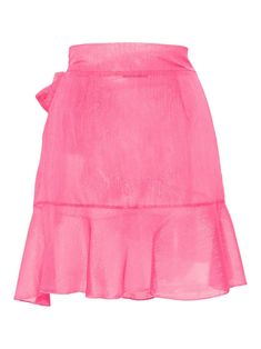 PARAMIDONNA Zoe Wrap Beach Skirt - Farfetch Summer Party Wrap Skirt With Tie Waist, Summer Party Bottoms With Tie Waist, Pink Summer Party Wrap Skirt, Chic Pink Wrap Skirt For Summer, Summer Beach Wrap Skirt With Ruffles, Summer Ruffle Wrap Skirt For Beach, Summer Ruffled Wrap Skirt For Beach, Ruffled Wrap Skirt For Summer Beach, Summer Party Skirt With Tie Waist