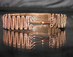 Unisex Copper Wire Woven Bracelet Copper Wire Wrapped | Etsy Wire Wrap Jewelry Designs, Wire Jewelry Making, Wire Wrapped Jewelry Tutorials, Copper Wire Jewelry, Woven Bracelet, Swarovski Crystal Bracelet, Swarovski Bracelet, Wire Wrapped Bracelet, Azul Real