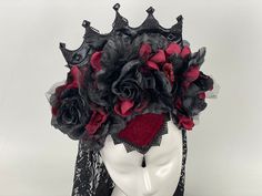 Gothic Headdress, Festival Headpiece, Black Bride, Dark Fairy, Black Headband, Halloween Black, Costume Hats, Burning Man, Headdress