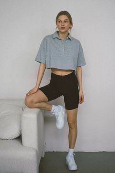 Collared Polo Shirt Outfit, Oversized Polo Outfit Women, Crop Polo Outfit, Oversized Polo Outfit, Polo Top Outfit, Polo Outfits For Women, Polo Shirt Outfit Women's, Polo Shirt Outfit