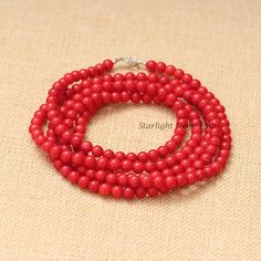 Product Description: Item Code: SGH-634 Stone Name: Red Coral  Size: 6MM Shape: Smooth Round Color: Red Length: 44 Inches (Approx.) Weight: 285Cts (Approx.) Lock: 925 Magnetic Lock  **All natural gemstones vary in color and pattern. We try our best to make our photos represent the real products in person. ** **All Customization Facility Is Available as per your Requirement Also in Other stones. ** **Bulk Order also available** **Please feel free to contact for any further queries** Red Coral Jewelry With 8mm Beads, Red Coral Round Beads For Jewelry Making, Red 8mm Bead Necklace, Gift Red Coral Necklaces With 8mm Beads, Hand-strung Round Red Coral Jewelry, Polished Red Coral Bead Necklace, Red Coral Gemstone Beads Necklace, Red Coral Necklaces With Round Beads As Gift, Red Coral Beaded Round Necklace