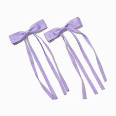 Claire's Purple Grosgrain Ribbon Long Tail Hair Bow Clips - 2 Pack Purple Hair Ribbon, Purple Hair Bows, Hair Bow Clips, Piercing Kit, Tail Hair, Purple Fits, Purple Bow, Hair Pack, Hair Ribbons