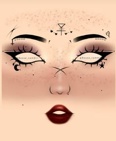 Makeup Ideas Drawing, Witchy Makeup, Halloweenský Makeup, Holloween Makeup, Punk Makeup, Makeup Drawing, Stile Hijab, Anime Makeup, Makeup Face Charts