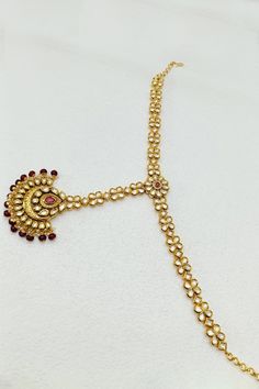 Sheeshphool Gold Chandbali Tikka With Zari Work, Bollywood Style Ceremonial Tikka Hand Set, Festive Adjustable Tikka For Puja, Traditional Adjustable Kundan Necklace With Stone Work, Adjustable Traditional Kundan Necklace With Stone Work, Red Kundan Tikka For Navratri, Festive 22k Gold Tikka With Tilla Detailing, Traditional 22k Gold Tikka For Diwali, Traditional Hand Set Tikka For Ceremonial Occasions