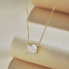 Dainty Square Radiant Cut Pendant Necklace;925 Sterling Silver;Gold: 18K Gold Plated;Silver: Rhodium Plated;Gemstone: 8A Grade Cubic ZirconiaGemstone size: 8*8mmNecklace Length: 40 + 5cmNickel-free & Hypoallergenic. Radiant Cut, Steel Jewelry, Stainless Steel Jewelry, Gold Plated Silver, Rhodium Plated, Silver Necklaces, Jewelry Pieces, Silver Gold, Necklace Lengths