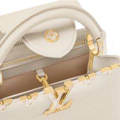 LOUIS VUITTON® - Capucines Bb - Crème Nacre Tas Louis Vuitton, Lv Capucines, Louis Vuitton Capucines Bb, Louis Vuitton Capucines, Louis Vuitton Official Website, Ultra Feminine, Crocodile Skin, Louis Vuitton Official, Cute Bags