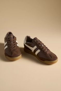 Gola Torpedo Sneakers | Anthropologie European Sneakers, Brown Sneakers Women, Brown Tennis, Sneaker Outfits Women, Fall Sneakers, Round Toe Sneakers, Womens Tennis Shoes, Almond Shape, Casual Sneakers Women