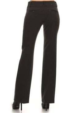 black work pants, black pants Stretch Business Casual Pants, Stretch Straight Pants For Business Casual, Semi-formal Stretch Straight Leg Pants, Elastane Pantsuit For Business Casual, Fitted Trousers For Office Wear, Stretch Straight Pants For Semi-formal Occasions, Stretch Full-length Pants For Business Casual, Formal Office Lady Trousers, Elegant Dress Pants For Night Out