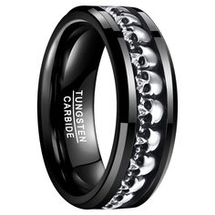 PRICES MAY VARY. Material: Made of tungsten carbide and 925, which is durable, scratch-resistant, hypoallergenic. Design: Men's black tungsten carbide ring featuring a daring inlay of 925 sterling silver punk skulls, The 925 sterling silver punk skulls add a distinctive touch. Fashion: It can be worn as wedding engagement band, promise ring, friendship ring, and also a perfect gift choice for anniversary, Valentine's Day, Christmas Day, Father's Day, Mother's Day and so on. Package: Comes with a Mens Gothic Wedding Rings, Male Wedding Rings, Mens Promise Ring, Black Tungsten Carbide Ring, Demon Skull, Goth Ring, Cool Rings For Men, Minecraft Farm, Rock Rings