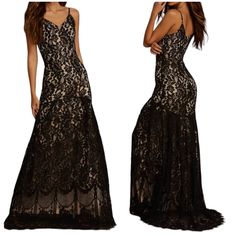 Lulus Nwot Flynn Black Lace Maxi Dress Gown Size S Msrp $156 Lulus Exclusive! For A Love That Will Last A Lifetime, Slip Into The Lulus Flynn Black Lace Maxi Dress! Stunning Floral, Eyelash Lace Tops A Beige Liner As It Shapes A V-Neck And Princess-Seamed Bodice. Full Maxi Skirt Has Concave Mermaid Hem And A Romantic Lace Train. Hidden Back Zipper/Hook Clasp. Lined. Shell: 60% Cotton, 40% Nylon. Lining: 100% Polyester. Hand Wash Cold. Do Not Bleach. Line Dry. Iron Low Heat. Measurements Are Pict Sleeveless Black Lace Gown, Floor-length Lace Back Dress For Night Out, Elegant Floor-length Lace Dress For Night Out, Black Lace Back Floor-length Evening Dress, Black Floor-length Dress With Lace Back, Elegant Black Floor-length Lace Dress, Floor-length Lace Dress With Lace Back, Black Sleeveless Maxi Dress With Lace Back, Formal Black Lace Maxi Dress