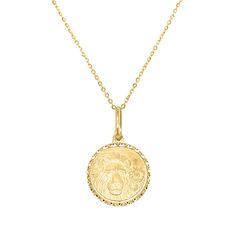 Ross-Simons - Leo - Italian 14kt Yellow Gold Zodiac Coin Pendant Necklace. 16". From Italy, our ultra-stylish necklace pays tribute to the unique power of your zodiac sign! Finely crafted in satin and polished 14kt yellow gold, this coin pendant features the lion - Leo zodiac sign for July 23 through August 22 birthdays. Suspends from a rope chain that includes a 2" extender. Perfect for layered looks and makes such a thoughtful, chic gift. Springring clasp, 14kt yellow gold zodiac coin pendant June Zodiac Sign, August Zodiac Sign, February Zodiac Sign, Necklace Gold Pendant, Sagittarius Zodiac Sign, Sandstone Color, The Archer, Boho Beautiful, Sagittarius Zodiac