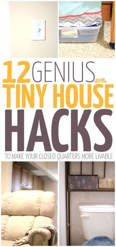 there are many things that can be found in this tiny house hacks book cover