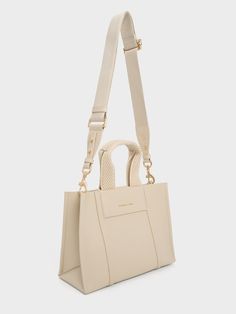 Beige Mini Shalia Tote Bag - CHARLES & KEITH US Formal Bags, Charles And Keith, Formal Bag, Shades Of Beige, Charles Keith, Elegant Accessories, Fashion Essentials, Canvas Tote Bag, White Bag