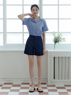 Composition : Shell: 63% cotton, 33% nylon, 4% polyurethaneColor : BLUE_5(55),BLUE_6(66),WHITE_5(55),WHITE_6(66)Country of Origin : China Blue Cotton Tops For Office, Blue Office Wear Shirt For Summer, Blue Office Shirt For Summer, Blue Shirt For Office Wear In Summer, Blue Cotton Office Blouse, Classic Blue Blouse For Day Out, Fitted Short Tops For Work, Fitted Short Length Tops For Work, Summer Cotton Tops For Office Wear