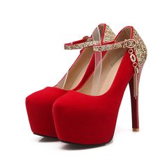 Christmas Party Pointed Toe Heels, Christmas Party Heels With Round Toe, Christmas Evening Heels With Round Toe, Red High Heels For Christmas, Gold Heels With Red Sole For Party, Elegant Red Glitter Heels, Red Glitter Glamorous Heels, Glamorous Red Glitter Heels, Red Glitter Heels For Evening