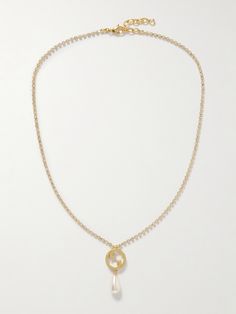 Gucci's gold-tone necklace puts its signature 'GG' motif on display so elegantly, framed by a strand of shimmering crystals and a single faux pearl drop. Adjust the slim chain to your preferred length. Matching Separates, Gold Tone Necklace, Knitwear Tops, Bracelets And Charms, Fashion Jewelry Necklaces, Pearl Drop, Clothes Collection, On Display, Jewellery And Watches