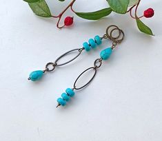 Long Mismatched earrings. blue Turquoise Dangle earrings. Asymmetrical Earrings Bronze, Turquoise. different earrings. Gift idea. for women. Long earrings with turquoise, details Antique Brass. Length with hooks 3 1/2 inches (88 mm). Recommendations for care: Do not wet, do not drop, store in a dark box.  wear with pleasure. Blue Nickel-free Linear Earrings For Gift, Minimalist Blue Wire Wrapped Earrings, Minimalist Turquoise Wire Wrapped Earrings, Earrings Asymmetrical, Different Earrings, Earrings Bronze, Turquoise Dangle Earrings, Gift Idea For Women, Diy Jewelry Earrings