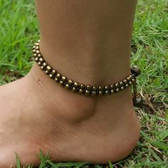 Hand Made Fair Trade Anklet Double Strand Brass Beads Matching Anklets, Brass Music, Handmade Fair, Brass Beads, Color Beads, Beaded Anklets, Anklet Bracelet, Real Style, Brass Color