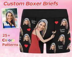 Customize your Boxer Briefs with your favorite photo and make the perfect gift! 100% polyester 9 different sizes (XS~5XL) For Men, All-over Printing Our high quality boxer briefs are printed and made in the USA! Can not deliver to : AK, HI, PR, VI, GU customization exclusive design. Perfect for a fun and intimate gift for yourself and your loved ones on important holidays such as birthdays/anniversaries/weddings/valentine's day/Christmas. Lightweight fabric for a comfortable fit. Covered black n Funny Boxers, Men Birthday Gifts, Custom Boxers, Photo Face, Funny Boxer, Creative Gifts For Boyfriend, Men Boxers, The Boxer, Boxers Briefs