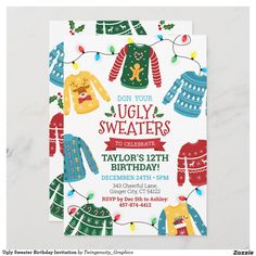 an ugly sweaters birthday party is on the table