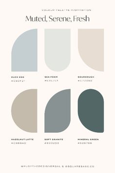 the color scheme for muted, serene, fresh and neutrals is shown in shades of