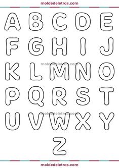 the alphabet is outlined in black and white