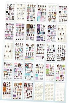 the sticker sheet is full of different types of girls and boys's faces