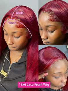 99J Burgundy Straight Lace Front Human Hair Wigs Colored Red 13x4 13x6 HD Lace Frontal Wig 100% Hd Lace Frontal, Lace Frontal Closure, Brazilian Remy Hair, Red Wigs, Lace Front Human Hair, Burgundy Lace, Short Pixie Cut, Closure Wig, Frontal Wig