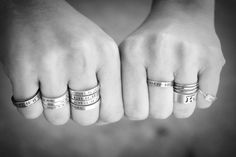 Personalized silver stamped stacking rings by monkeysalwayslook, $88.00 Inspirational Hand Stamped Silver Rings, Meaningful Silver Stackable Rings, Meaningful Hand Stamped Stackable Rings For Anniversary, Silver Hand Stamped Stackable Promise Rings, Everyday Meaningful Hand Stamped Stackable Rings, Adjustable Stamped Stackable Rings For Everyday, Personalized Sterling Silver Stackable Rings, Silver Everyday Stackable Rings, Personalized Stackable Rings For Everyday