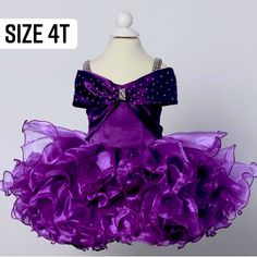 Sugar Kayne By Johnathan Kayne Cupcake Pageant Gown 4t Deep Purple With Beautiful Bow Accent Comes With Matching Headband And Bloomer Covers Elegant Purple Ball Gown For Pageants, Ruffled Ball Gown Dresses For Pageants, Ruffled Ball Gown Dresses For Pageant, Ruffled Ball Gown For Pageant, Purple Ruffled Ball Gown For Pageants, Purple Ruffled Ball Gown For Pageant, Purple Ruffled Gown For Pageant, Elegant Purple Gown For Dress-up, Elegant Purple Dress-up Gown