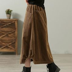 Details: Gender: Women Item Type: Skirt Material: Corduroy Season: Spring, Autumn, Winter Pattern: Solid Style: Casual, Loose Waist Type: Elastic Size: One Size Waist: 70.00 - 100.00 cm/ 27.56 - 39.37 " Length: 77.00 cm/ 30.31 " Hip: 138.00 cm/ 54.33 " Loose Skirt, Winter Pattern, Winter Skirt, Suits You, Color Patterns, Autumn Winter, Maxi Skirt, Dress Shoes, A Line