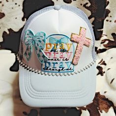 New! Pray On It Cross Western Bow Trucker Hat Snapback Custom Patches Pearl Cap Chain was just added to eBay. Check it out! #eBay #eBaySeller Trucker Hats With Patches, Hats Snapback, Custom Patches, Custom Hats, Women's Accessories, Trucker Hat, Caps Hats, Accessories Hats, Super Cute