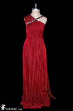 Jean Dessès gown vintage red silk chiffon goddess dress | Etsy 1960s Red Carpet, Couture Draping, Jean Dessès, Red Carpet Formal, Glamorous Gowns, French Couture, Goddess Gown, Gown Vintage, Formal Evening Wear