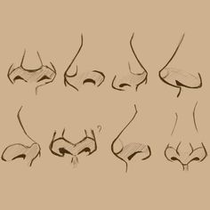 an image of different angles of the nose and mouth in various positions, including one with eyes