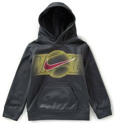 NIKE ~*~ Boy's Dri-FIT Halftone Sportball Hoodie - Size 5 ~*~ BRAND NEW WITH TAGS GRAPHIC:  NIKE with BASEBALL & SWOOSH DESCRIPTION BRAND:  Nike SIZE:  Boy's Size 5 STYLE #86E134-693 HOODIE COLOR:  Anthracite, Yellow, Maroon, White MATERIAL:  100% Polyester FEATURES Regular fit is eased, but not sloppy, and perfect for any activity Thermal Dri-FIT™ high-performance fabric wicks perspiration away from the body and provides dependable warmth Attached, multi-panel hood Pullover design Long sleeves Nike Hoodie With Drawstring Hood For Sports, Sporty Nike Team-colored Hoodie, Sporty Nike Hoodie In Team Colors, Nike Sporty Team-colored Hoodie, Collegiate Sports Hoodie With Moisture-wicking, Collegiate Moisture-wicking Hooded Hoodie, Nike Team-colored Hoodie For Sports Season, Nike Collegiate Hoodie For Sports, Team-colored Sports Hoodie