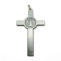 A very special cross, handmade in Italy by skilled craftsmen. Perfect for your rosary.      Saint Benedict Crucifix size 2"   Perfect size for rosary parts.  An oxidized silver-color St. Benedict crucifix with great detail.  Of course there is also the St. Benedict medal in the front and in the back of the crucifix. It's a fantastic cross.        Blessed by Pope Francis during public audience in Saint Peter Square.      The Saint Benedict Medal is a Catholic sacramental medal containing symbols Silver Cross Rosary Bracelet, Spiritual Sterling Silver Crucifix Rosary, Sterling Silver Spiritual Rosary With Crucifix, Spiritual Rosary With Miraculous Medal And Crucifix, Spiritual Crucifix Cross Necklace For Jewelry Making, Nickel-free Spiritual Cross Pendant, Nickel Free Spiritual Cross Pendant Jewelry, Nickel-free Cross Pendant Spiritual Jewelry, Nickel-free Spiritual Cross Pendant Jewelry