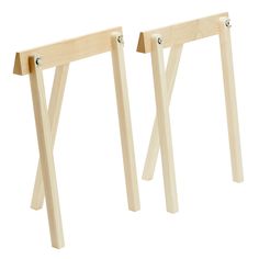 two wooden stands with handles on each side