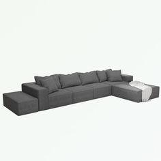 [Modern Combination Sofa] This polyester upholstered combination sofa is simple in style, with square armrest design and more focus on clean lines, bringing timeless chic to your home! Upholstery Material: Gray | Multi Color Sectional - Ivy Bronx Modern L Shaped Upholstered Sectional Sofa w / 6 Pillows Chenille, Polyester | Wayfair Gray Sectional, Grey Sectional, Timeless Chic, Upholstered Sectional, L Shape, Bronx, Clean Lines, Sectional Sofa, Focus On